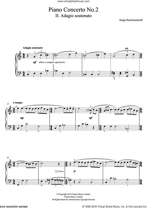 rachmaninoff second piano concerto sheet music